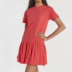 Karlie Tiered Poplin Mini Tee Shirt Dress